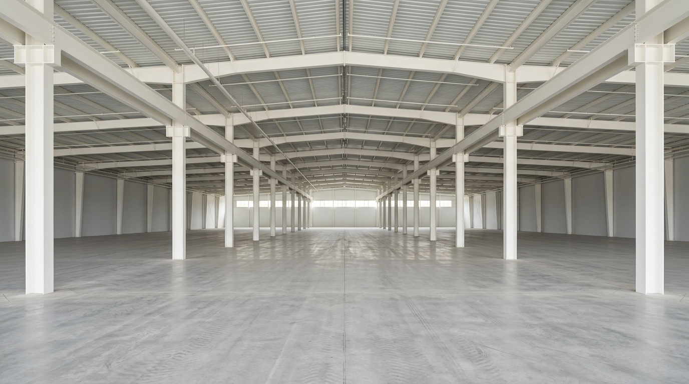 Simulated preview of a repainted warehouse interior